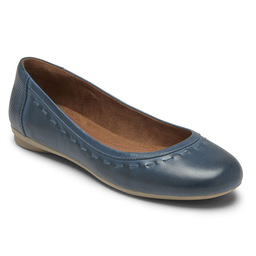 Rockport Flats For Womens Navy - Cobb Hill Maiika Ballet - WQ9081726